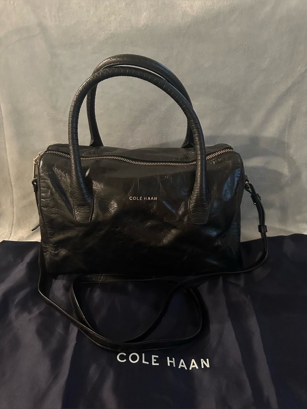Cole Haan Black Leather Satchel Crossbody